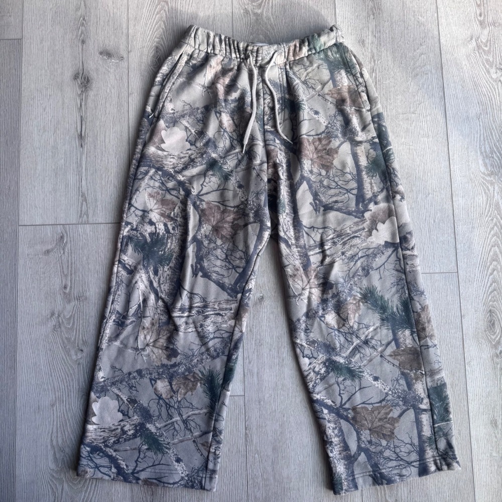 Hollister Camo Sweatpants XS Gray Tree Leaf Camouflage Fleece Joggers